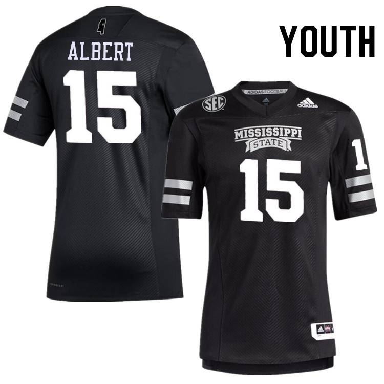 Youth #15 Kobi Albert Mississippi State Bulldogs College Football Jerseys Stitched-Black